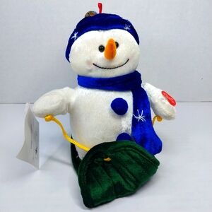Vintage Ganz Sled Friends Plush Snowman Christmas Sings Lights Moves Works NWT